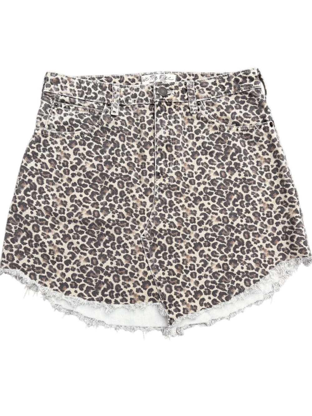 Like New Free People We The Free Bailey Leopard Denim Skirt Size 28